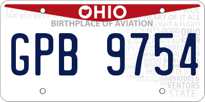 OH license plate GPB9754