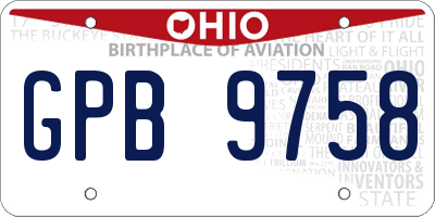 OH license plate GPB9758