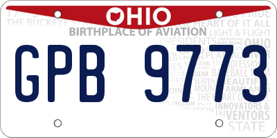OH license plate GPB9773