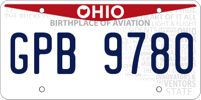OH license plate GPB9780