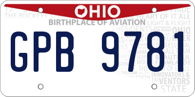 OH license plate GPB9781