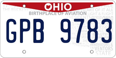 OH license plate GPB9783