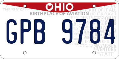 OH license plate GPB9784