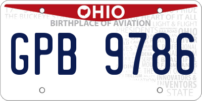 OH license plate GPB9786
