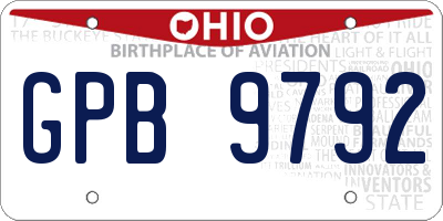 OH license plate GPB9792