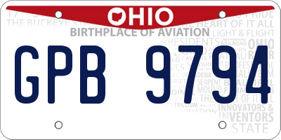 OH license plate GPB9794