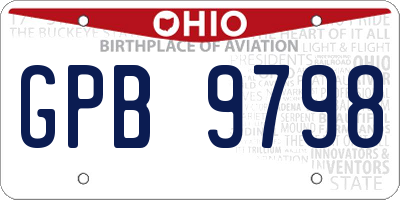 OH license plate GPB9798