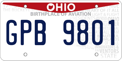 OH license plate GPB9801