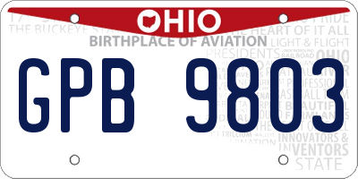 OH license plate GPB9803