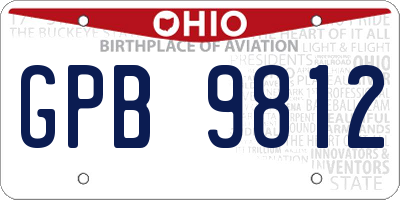 OH license plate GPB9812