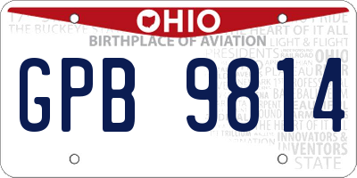 OH license plate GPB9814