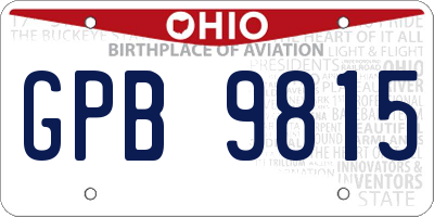 OH license plate GPB9815