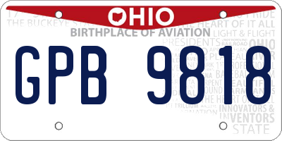 OH license plate GPB9818