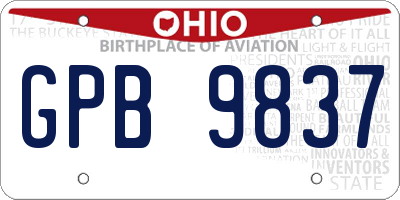 OH license plate GPB9837