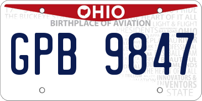OH license plate GPB9847