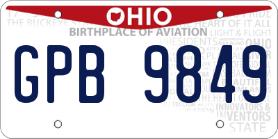 OH license plate GPB9849