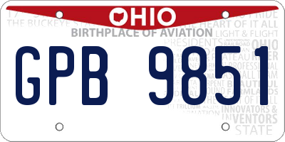 OH license plate GPB9851