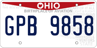 OH license plate GPB9858