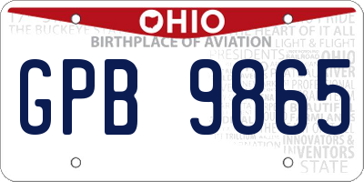 OH license plate GPB9865