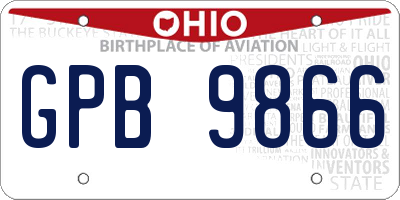OH license plate GPB9866