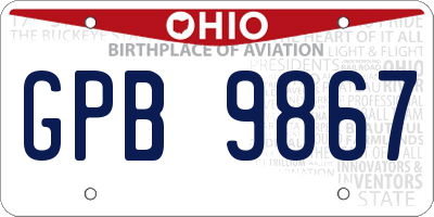 OH license plate GPB9867
