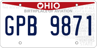OH license plate GPB9871