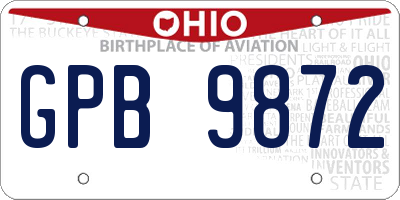 OH license plate GPB9872