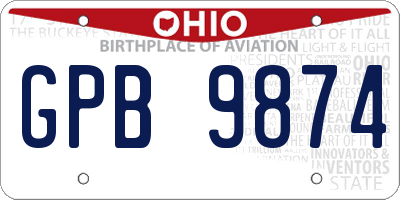 OH license plate GPB9874