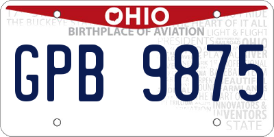 OH license plate GPB9875