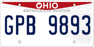 OH license plate GPB9893