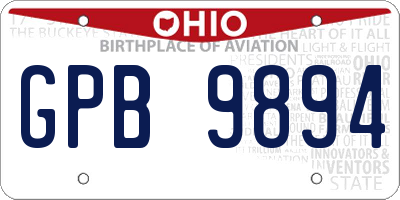 OH license plate GPB9894