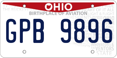 OH license plate GPB9896
