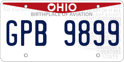 OH license plate GPB9899
