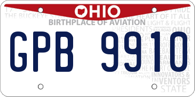 OH license plate GPB9910