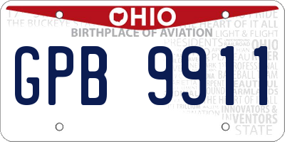 OH license plate GPB9911