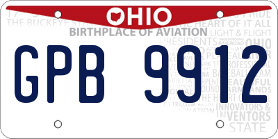 OH license plate GPB9912