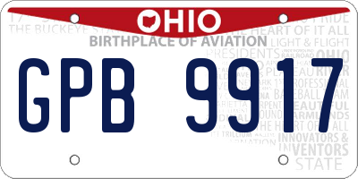 OH license plate GPB9917