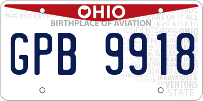 OH license plate GPB9918