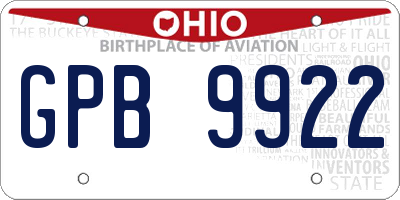 OH license plate GPB9922