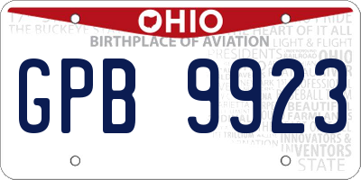 OH license plate GPB9923
