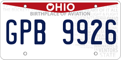 OH license plate GPB9926