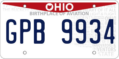 OH license plate GPB9934