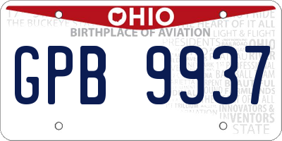 OH license plate GPB9937