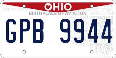 OH license plate GPB9944