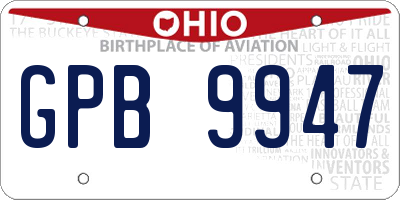 OH license plate GPB9947