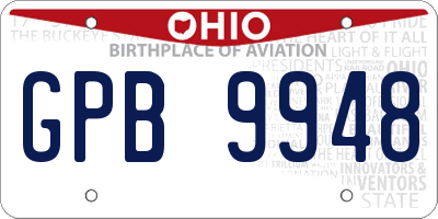 OH license plate GPB9948