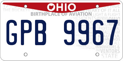 OH license plate GPB9967