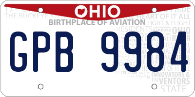 OH license plate GPB9984