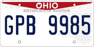 OH license plate GPB9985