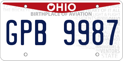 OH license plate GPB9987